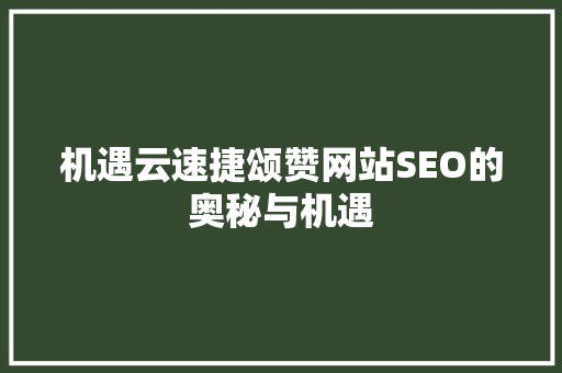 机遇云速捷颂赞网站SEO的奥秘与机遇
