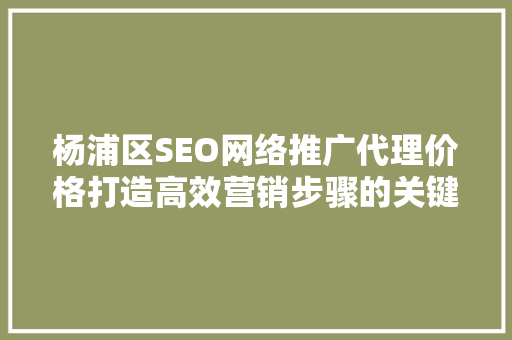 杨浦区SEO网络推广代理价格打造高效营销步骤的关键