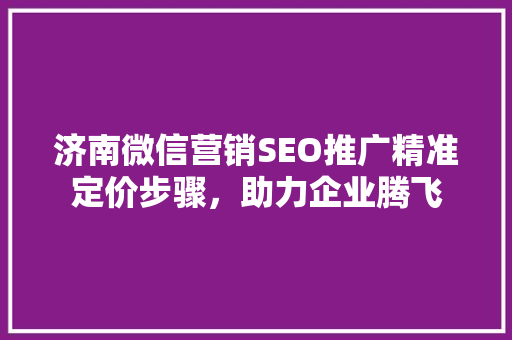 济南微信营销SEO推广精准定价步骤，助力企业腾飞