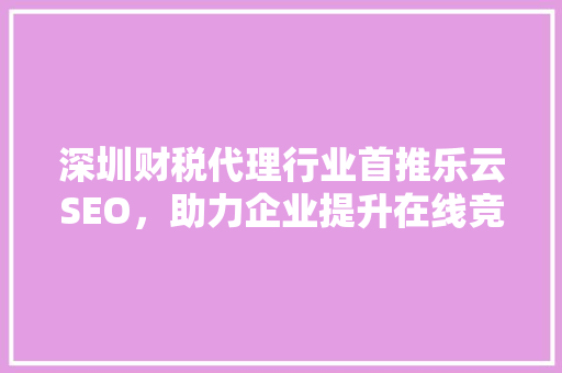 深圳财税代理行业首推乐云SEO，助力企业提升在线竞争力