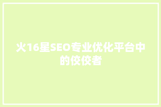 火16星SEO专业优化平台中的佼佼者