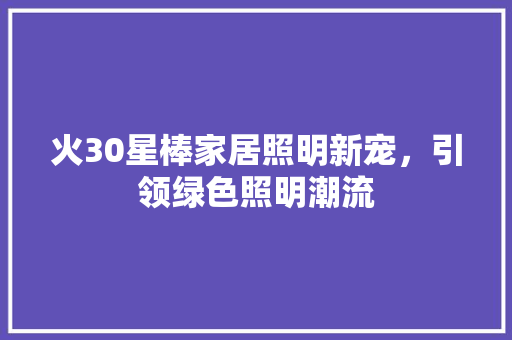 火30星棒家居照明新宠，引领绿色照明潮流