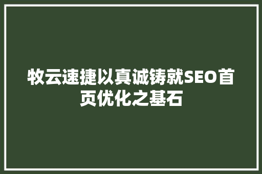 牧云速捷以真诚铸就SEO首页优化之基石