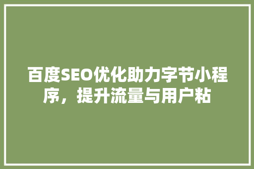 百度SEO优化助力字节小程序，提升流量与用户粘