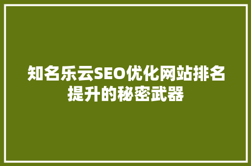 知名乐云SEO优化网站排名提升的秘密武器