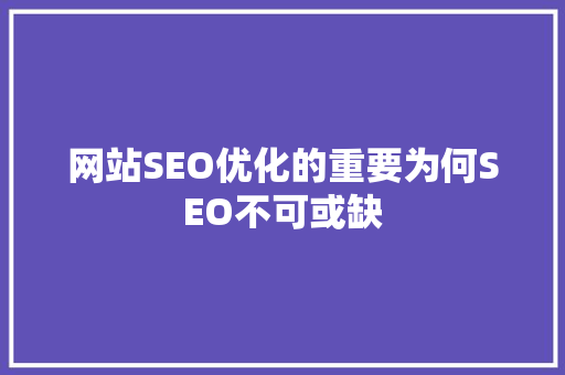 网站SEO优化的重要为何SEO不可或缺  第1张