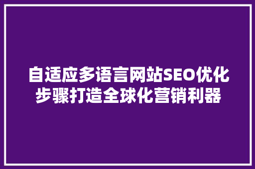 自适应多语言网站SEO优化步骤打造全球化营销利器