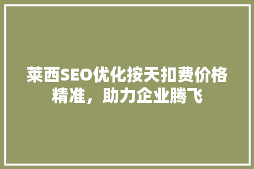 莱西SEO优化按天扣费价格精准，助力企业腾飞
