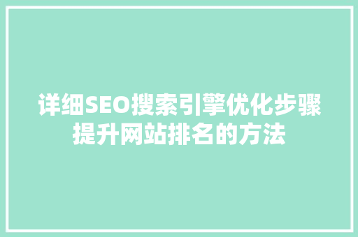 详细SEO搜索引擎优化步骤提升网站排名的方法