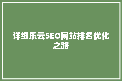 详细乐云SEO网站排名优化之路