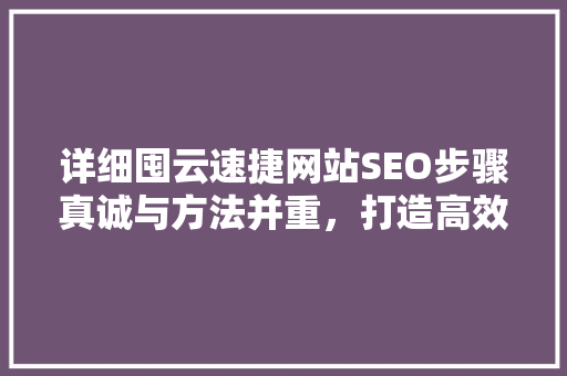 详细囤云速捷网站SEO步骤真诚与方法并重，打造高效搜索引擎优化