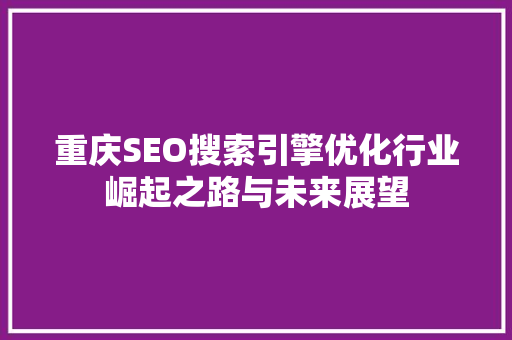 重庆SEO搜索引擎优化行业崛起之路与未来展望