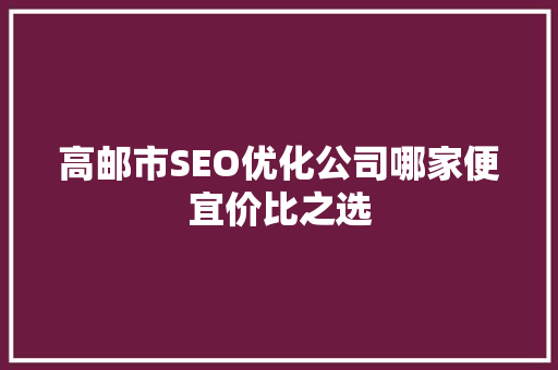 高邮市SEO优化公司哪家便宜价比之选