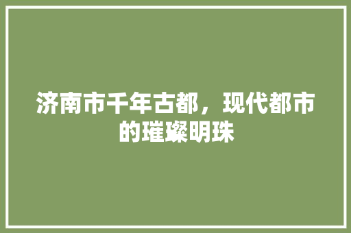 济南市千年古都，现代都市的璀璨明珠