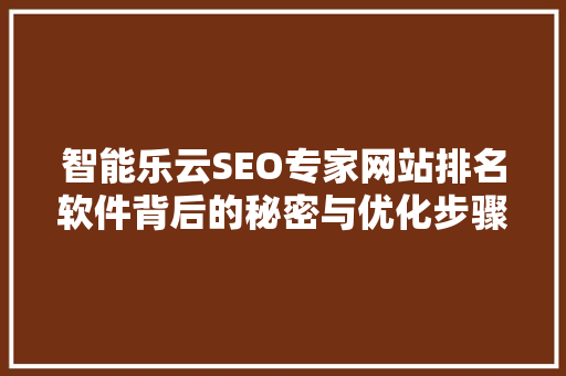 智能乐云SEO专家网站排名软件背后的秘密与优化步骤