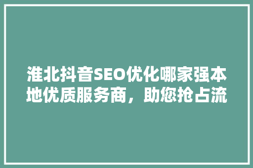 淮北抖音SEO优化哪家强本地优质服务商，助您抢占流量高地