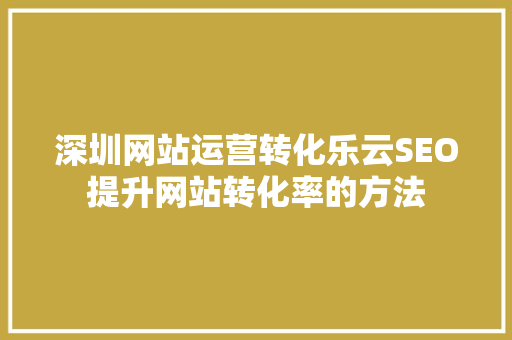 深圳网站运营转化乐云SEO提升网站转化率的方法