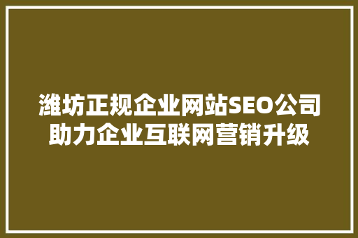 潍坊正规企业网站SEO公司助力企业互联网营销升级