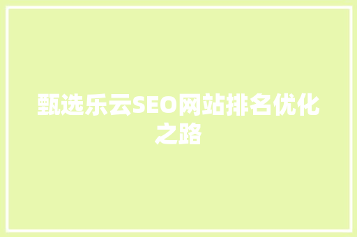 甄选乐云SEO网站排名优化之路