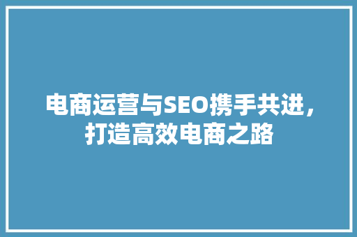 电商运营与SEO携手共进，打造高效电商之路