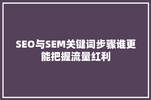 SEO与SEM关键词步骤谁更能把握流量红利