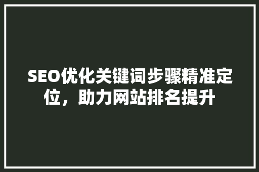 SEO优化关键词步骤精准定位，助力网站排名提升