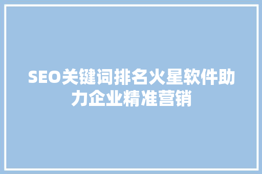 SEO关键词排名火星软件助力企业精准营销