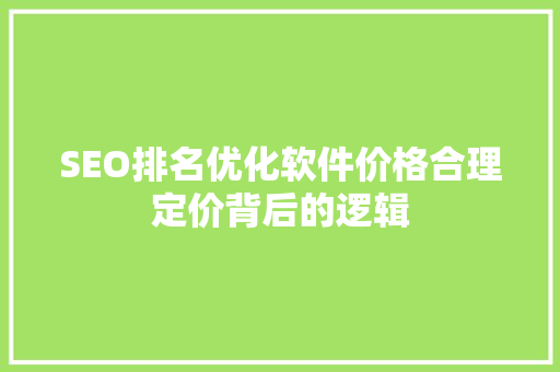 SEO排名优化软件价格合理定价背后的逻辑