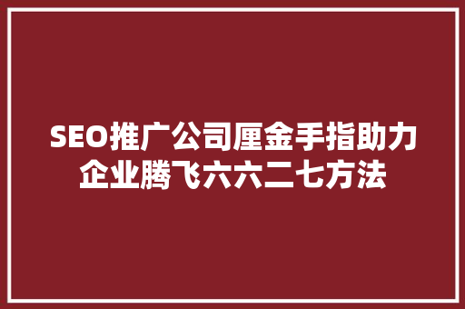 SEO推广公司厘金手指助力企业腾飞六六二七方法