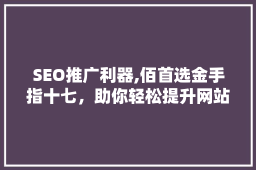 SEO推广利器,佰首选金手指十七，助你轻松提升网站排名
