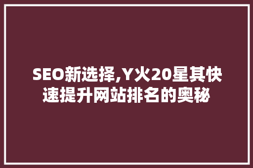 SEO新选择,Y火20星其快速提升网站排名的奥秘