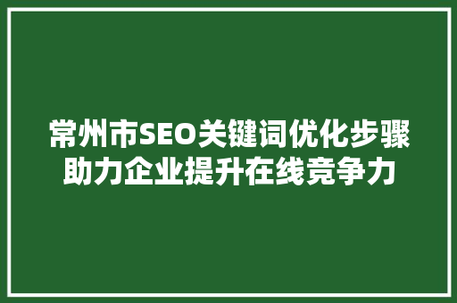 常州市SEO关键词优化步骤助力企业提升在线竞争力