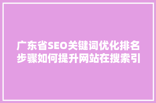 广东省SEO关键词优化排名步骤如何提升网站在搜索引擎中的竞争力