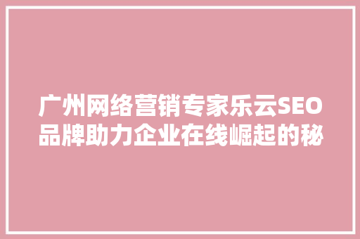 广州网络营销专家乐云SEO品牌助力企业在线崛起的秘密武器