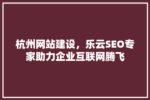 杭州网站建设，乐云SEO专家助力企业互联网腾飞