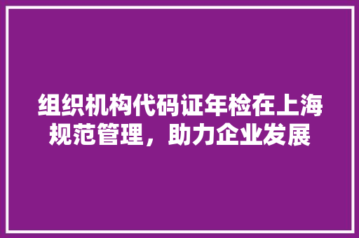 组织机构代码证年检在上海规范管理，助力企业发展