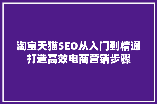 淘宝天猫SEO从入门到精通打造高效电商营销步骤