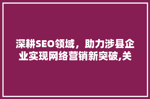 深耕SEO领域，助力涉县企业实现网络营销新突破,关键词优化好公司之路
