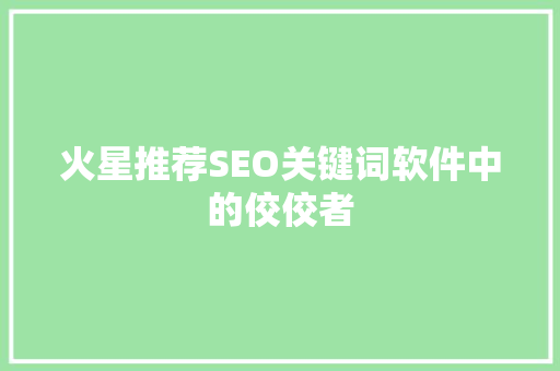 火星推荐SEO关键词软件中的佼佼者