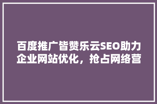 百度推广皆赞乐云SEO助力企业网站优化，抢占网络营销高地