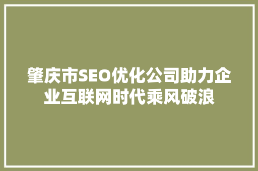 肇庆市SEO优化公司助力企业互联网时代乘风破浪