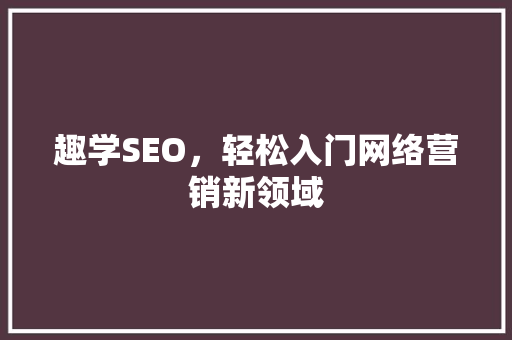 趣学SEO，轻松入门网络营销新领域