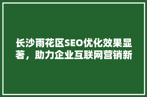 长沙雨花区SEO优化效果显著，助力企业互联网营销新篇章
