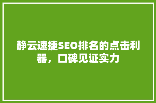 静云速捷SEO排名的点击利器，口碑见证实力