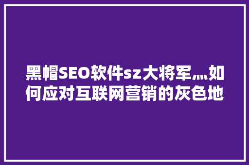 黑帽SEO软件sz大将军灬如何应对互联网营销的灰色地带
