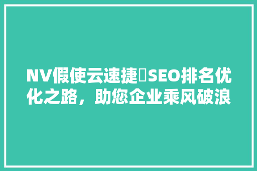 NV假使云速捷乚SEO排名优化之路，助您企业乘风破浪