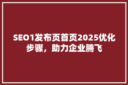 SEO1发布页首页2025优化步骤，助力企业腾飞