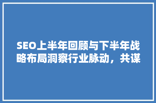 SEO上半年回顾与下半年战略布局洞察行业脉动，共谋发展新篇章