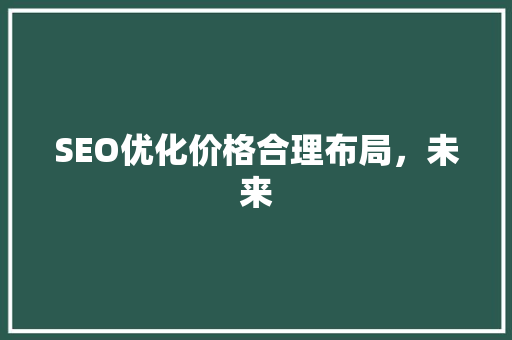 SEO优化价格合理布局，未来