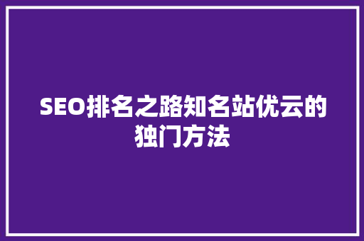 SEO排名之路知名站优云的独门方法